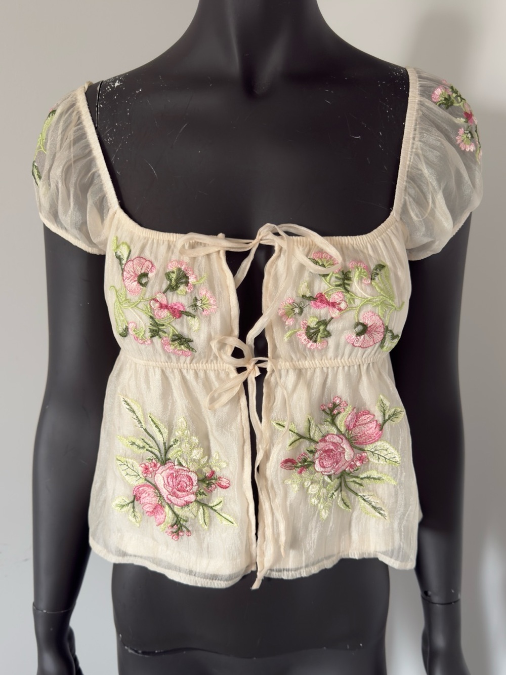 359. Thirty Thirty LA embroidered sheer chiffon blouse